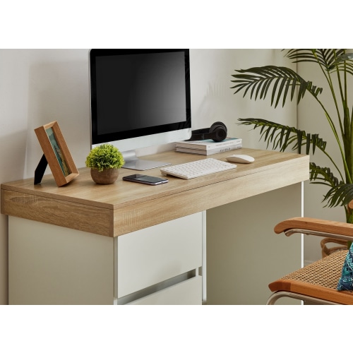 Lifely Cuppa Desk Natural Oak White 110x50x76 cm Desks